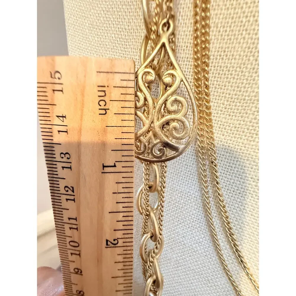 Marilyn Schiff Multi Strand Gold Tone Necklace 24-36”